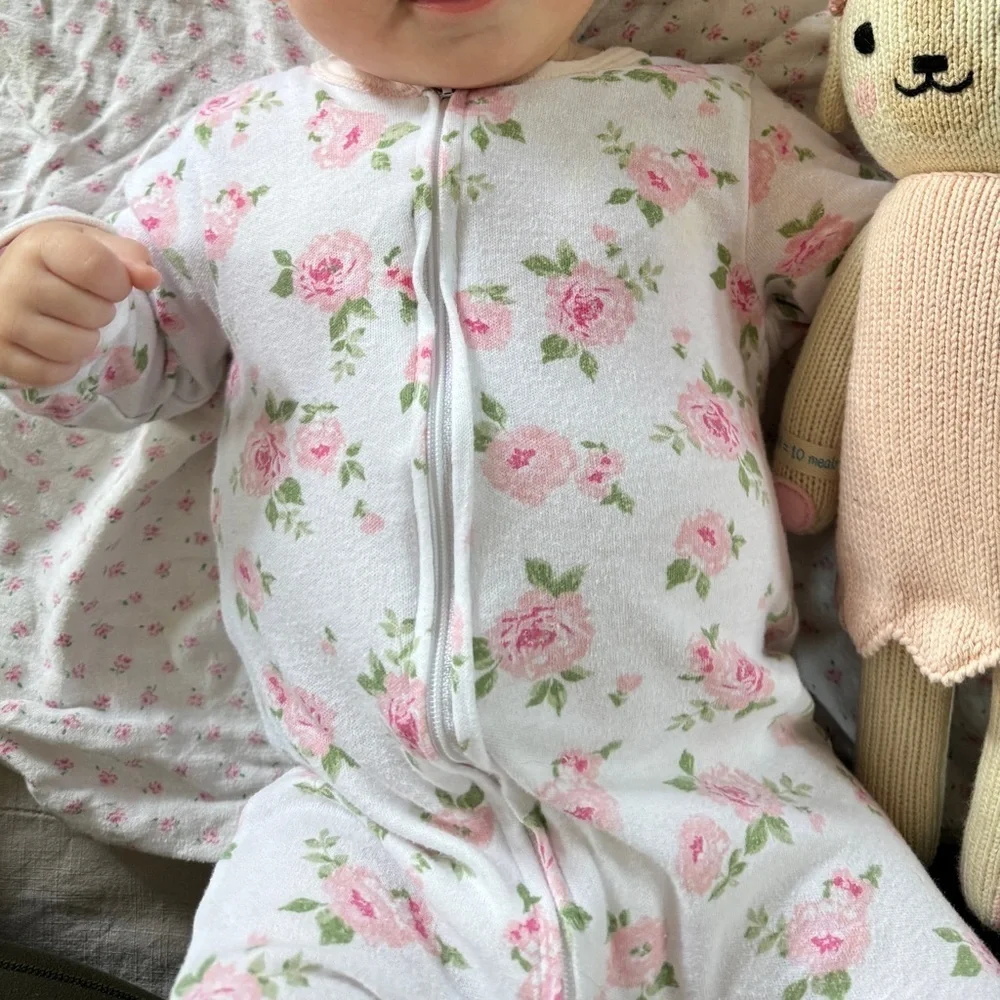 Laura Ashley Floral Footed Baby Sleeper With Zipper